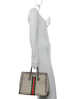 GG Supreme Monogram Web Medium Ophidia Tote Bag Brown