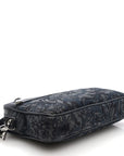 Fabric Jacquard Calfskin Barocco Wristlet Pouch Black