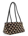 Jacquard Triangolo Symbole Embroidered Small Shoulder Bag Black Corda