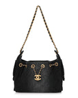 Washed Denim Quilted Mini CHNL 25 Handbag Black