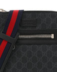 GG Supreme Monogram Web Small Flat Messenger Bag Black Grey