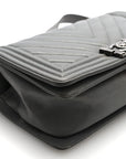 Lambskin Chevron Quilted Medium Boy Flap Grey
