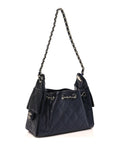 Metallic Caviar Quilted Mini CHNL 25 Handbag Dark Blue