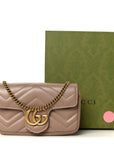 Calfskin Matelasse Super Mini GG Marmont Shoulder Bag Porcelain Rose