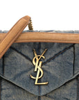 Denim Quilted Small Loulou Puffer Monogram Chain Satchel Blue Cinnamon