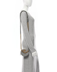 Wool Tweed Lambskin Quilted CHNL 19 Round Clutch With Chain Grey Ecru