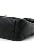 Shiny Goatskin Quilted Medium CHNL 19 Flap Black