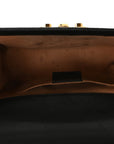 Calfskin GG Supreme Monogram Small Padlock Shoulder Bag Black Gold