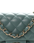 Lambskin Quilted Mini Rectangular Flap Green