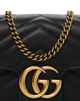Calfskin Matelasse Super Mini GG Marmont Shoulder Bag Black