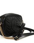 Calfskin Matelasse Mini GG Marmont Chain Shoulder Bag Black