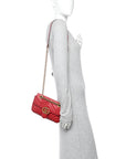 Calfskin Matelasse Mini GG Marmont Shoulder Bag Hibiscus Red