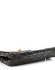 Glazed Calfskin Quilted Reissue Double Flap Clutch Black