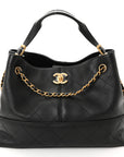 Calfskin Quilted Small Coco Base Shopping Bag Black