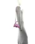 Shiny Calfskin Crocodile Embossed Hourglass Top Handle Bag XS Lilac