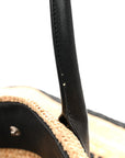 Raffia Calfskin Rive Gauche Tote Naturale Black