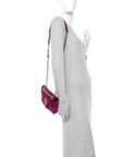 Velvet Matelasse Mini GG Marmont Shoulder Bag Fuchsia Violet Cyclamen