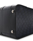 GG Supreme Monogram Textured Dollar Calfskin Large Ophidia Tote Bag Black Blue