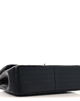 Lambskin Chevron Quilted Jumbo Double Flap Black