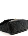 Goatskin Quilted Large CHNL 19 Flap Black