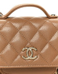 Caviar Quilted Business Affinity Clutch With Chain Flap Camel