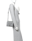 Metallic Patent Micro-Cannage Small D1ORama Flap Bag Silver