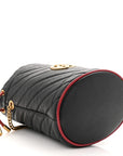 Vintage Effect Calfskin Matelasse Diagonal Mini Torchon GG Marmont 2.0 Bucket Bag Black Romantic Cherry