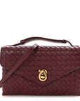 Nappa Intrecciato Knot Lock Top Handle Crossbody Bag Barolo