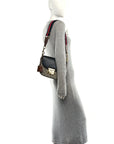 GG Supreme Monogram Web Medium Padlock Messenger Shoulder Bag Black