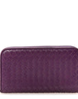 Nappa Intrecciato Zip Around Wallet Aubergine
