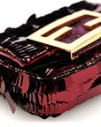 Sequin Paillettes Shiny Nappa Sex and the City Nano Maxi Buckle Baguette Charm Granata