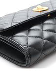 Lambskin Quilted Medusa Wallet On Chain Crossbody Black