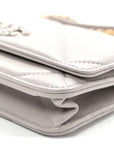 Lambskin Quilted CHNL 19 Wallet On Chain WOC Grey