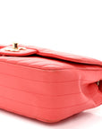 Lambskin Chevron Quilted Mini Rectangular Flap Coral