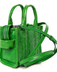 Shiny Crinkled Calfskin Mini The Tote Bag Fern Green