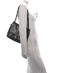 Crocodile Embossed Lambskin Monogram Medium Niki Chain Satchel Black