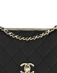 Lambskin Quilted Trendy CC Wallet On Chain WOC Black
