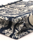 Canvas Toile de Jouy Reverse Embroidered Mini Book Tote Phone Bag Blue
