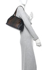 Nappa Intrecciato Perforated Small Cesta Tote Black Multicolor
