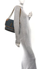 Denim Suede Monogram Medium Niki Chain Satchel Blue Cinnamon