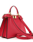 Vitello Seta Shiny Nappa Small Peekaboo I SEE U Satchel Lampone Light Rose