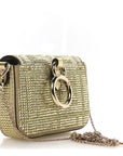 Crystal Vitello Laminato FF Nano Maxi Buckle Baguette Charm Light Gold
