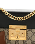 GG Supreme Monogram Calfskin Small Padlock Shoulder Bag Beige Black Cuir