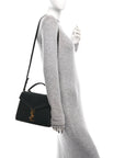 Smooth Calfskin Medium Classic Monogram Cassandra Top Handle Black
