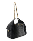 Washed Denim Quilted Small CHNL 25 Handbag Black