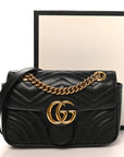Calfskin Matelasse Mini GG Marmont Shoulder Bag Black