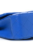 Lambskin Quilted Medium Double Flap Blue