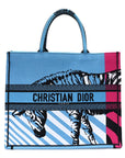 Canvas Embroidered Large Jungle Pop Book Tote Blue Multicolor