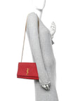 Grain De Poudre Medium Monogram Kate Satchel Red