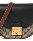GG Supreme Monogram Calfskin Small Padlock Messenger Shoulder Bag Beige Black Cuir